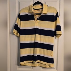 St. Johns Bay Striped Polo Shirt in Yellow and Navy Size M